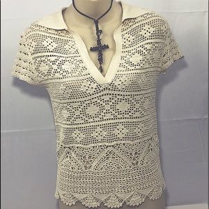 Cynthia steffe  lace front v-neck shirt